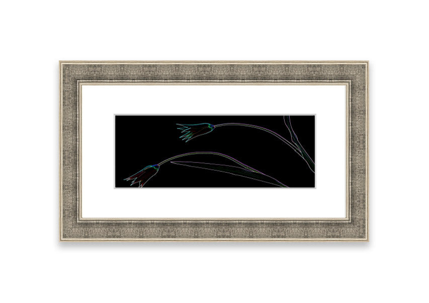 Abstract Neon Floral 27 framed print featuring vibrant colors and floral design, handmade in the UK.