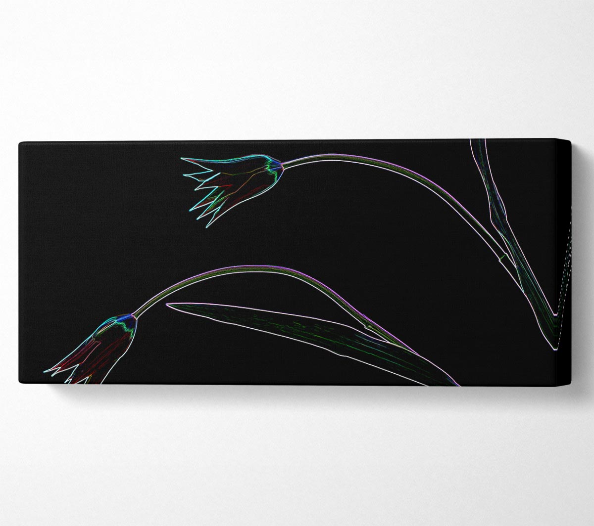 Abstract Neon Floral 27 canvas art featuring vibrant colors and floral patterns, mounted on a sturdy box frame, ready to hang.