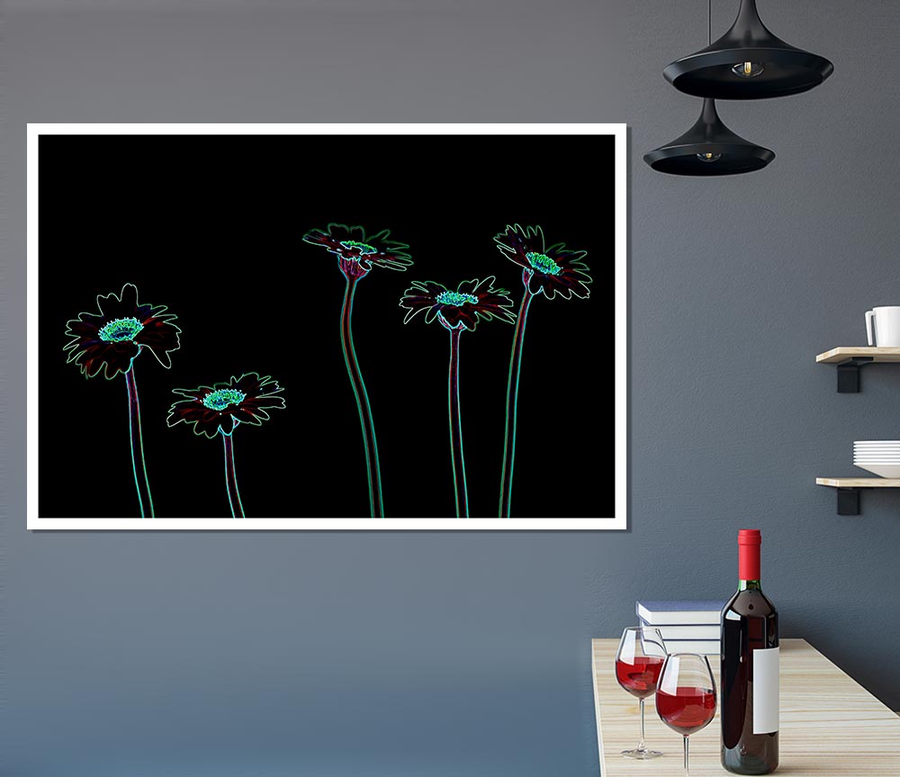 Abstract Neon Floral 29 canvas poster featuring vibrant neon colors and floral designs, perfect for modern decor.