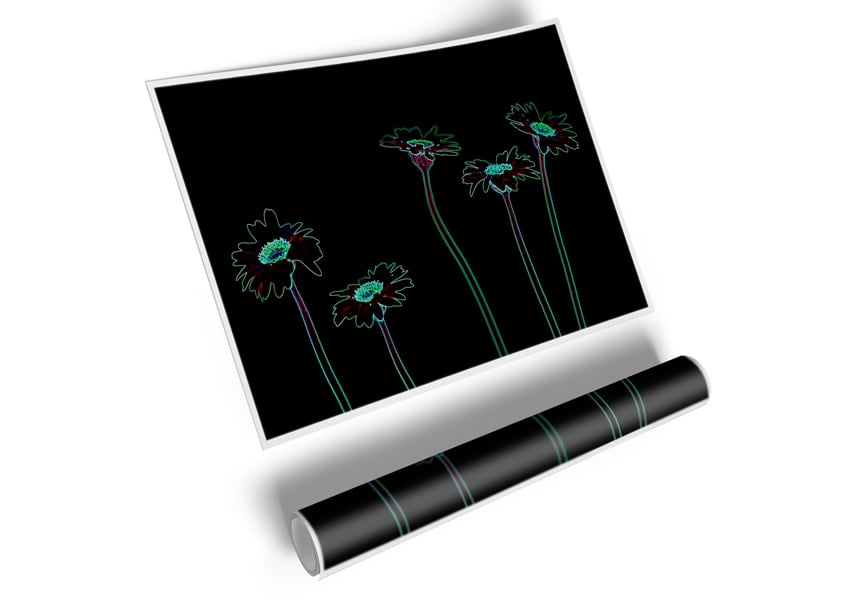 Abstract Neon Floral 29 canvas poster featuring vibrant neon colors and floral designs, perfect for modern decor.
