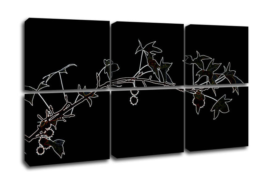 Abstract Neon Floral 33 canvas art featuring vibrant floral patterns in neon colors, mounted on a sturdy box frame.