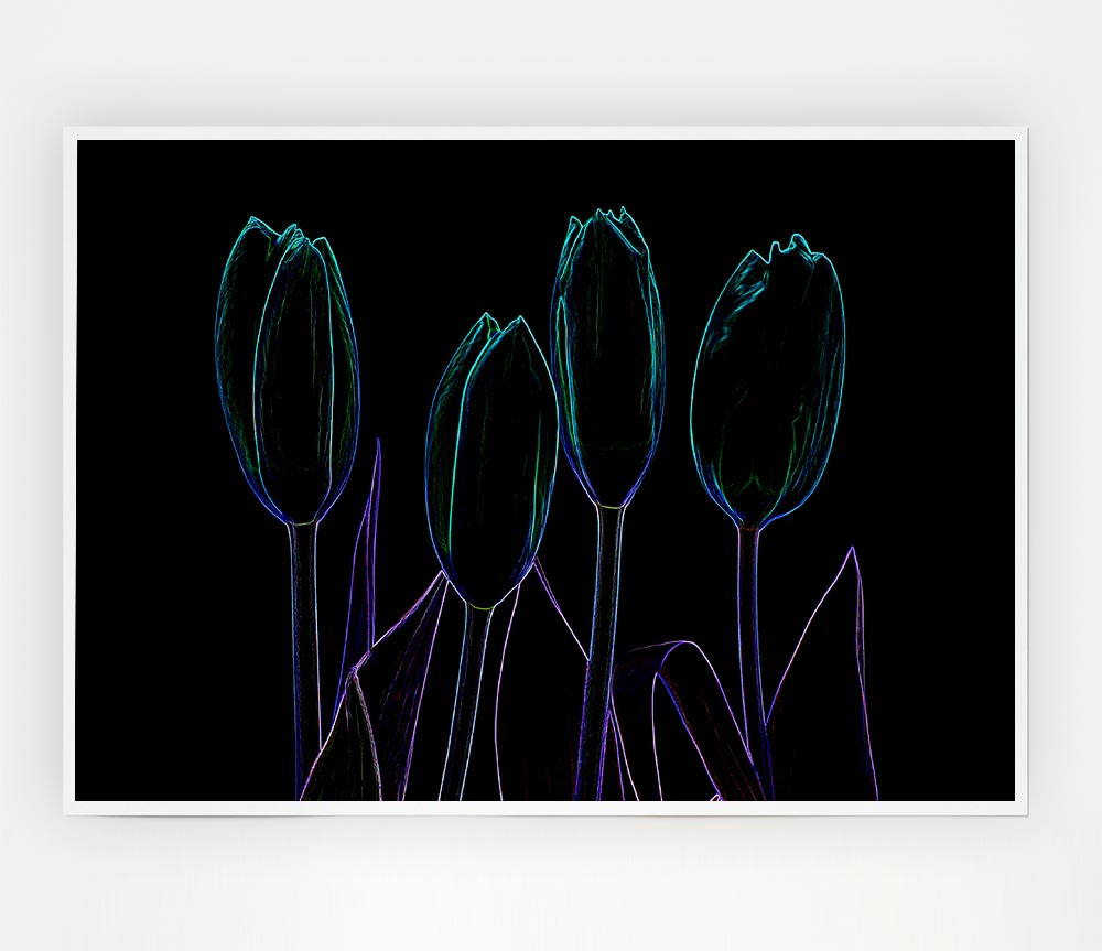 Abstract Neon Floral 30 canvas poster featuring vibrant colors and floral patterns, perfect for home decor.