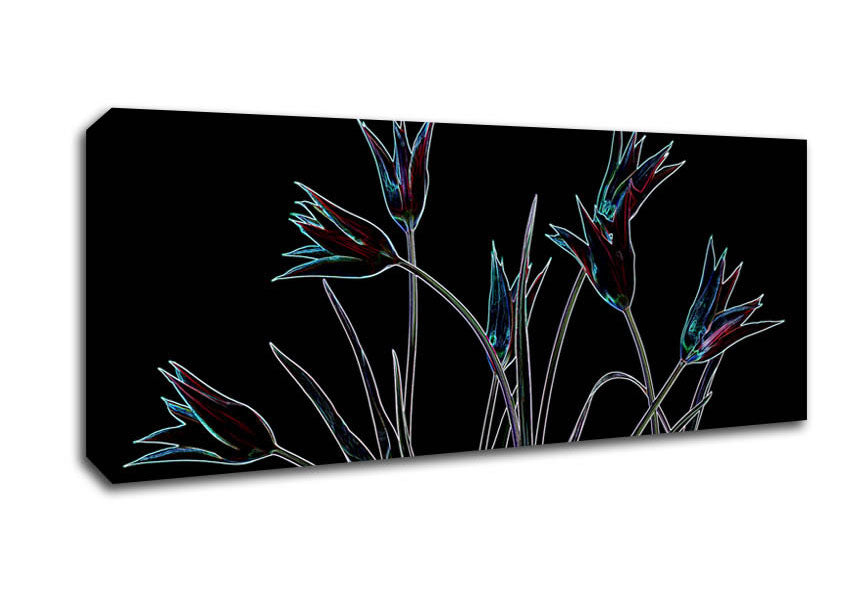 Abstract Neon Floral 31 canvas art featuring vibrant floral patterns in neon colors, mounted on a sturdy box frame.