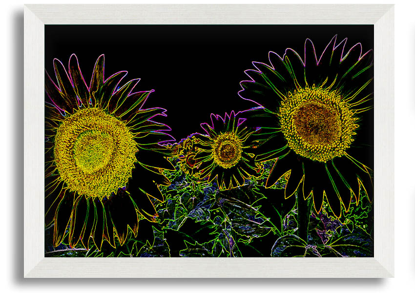 Abstract Neon Floral 36 framed print featuring vibrant floral patterns in neon colors, available in various frame options.