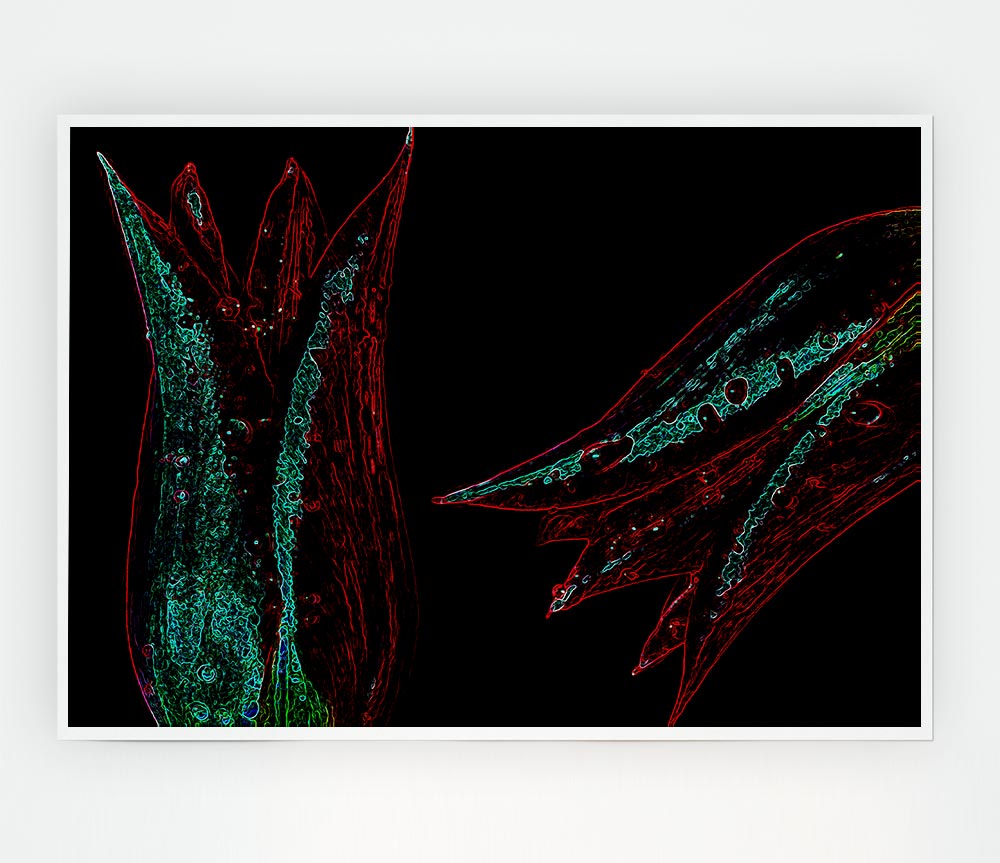 Abstract Neon Floral 37 canvas poster featuring vibrant floral patterns in neon colors, ready for display or framing.