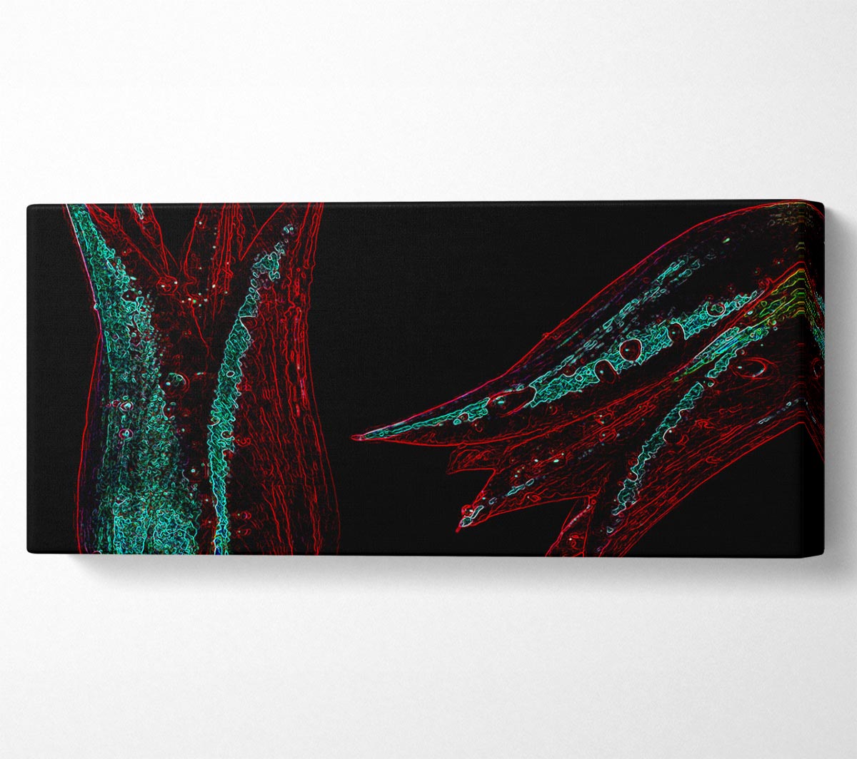 Abstract Neon Floral 37 canvas art featuring vibrant floral patterns in neon colors, mounted on a sturdy box frame.