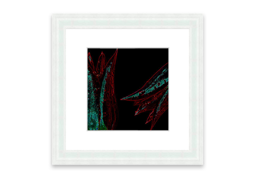 Abstract Neon Floral 37 framed print featuring vibrant colors and floral patterns, ready to hang.