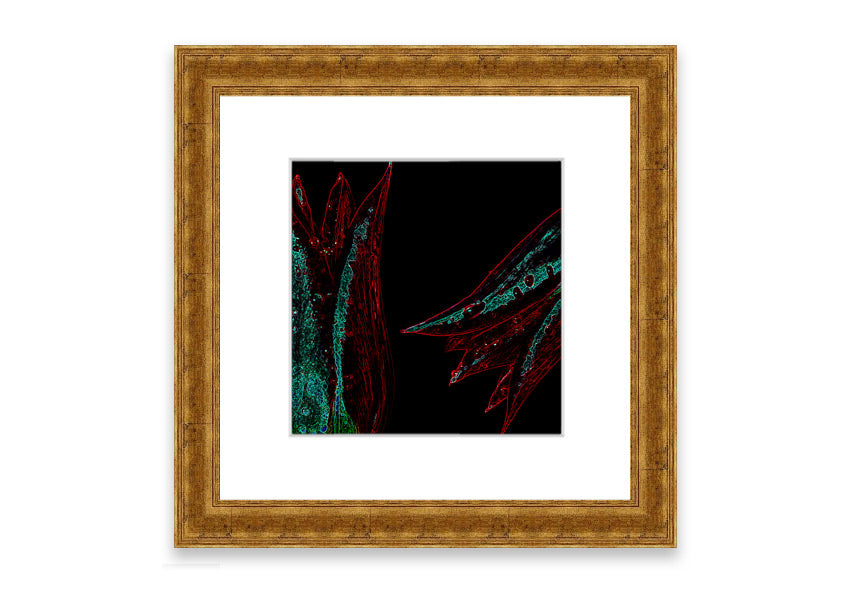 Abstract Neon Floral 37 framed print featuring vibrant colors and floral patterns, ready to hang.