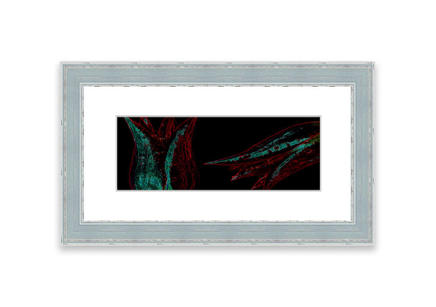 Abstract Neon Floral 37 framed print featuring vibrant colors and floral patterns, ready to hang.
