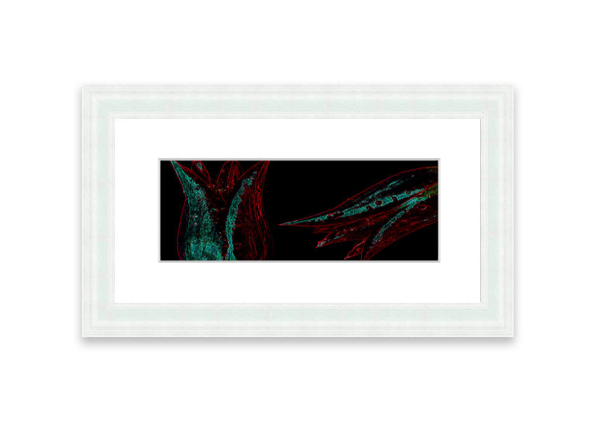 Abstract Neon Floral 37 framed print featuring vibrant colors and floral patterns, ready to hang.