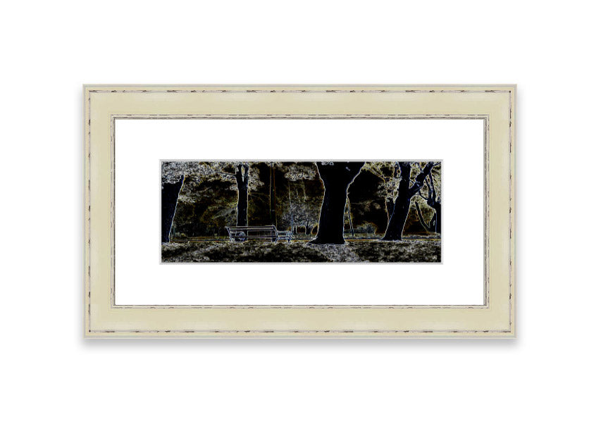 A vibrant framed print of Abstract Neon Landscape 01 featuring colorful abstract designs, ready to hang.