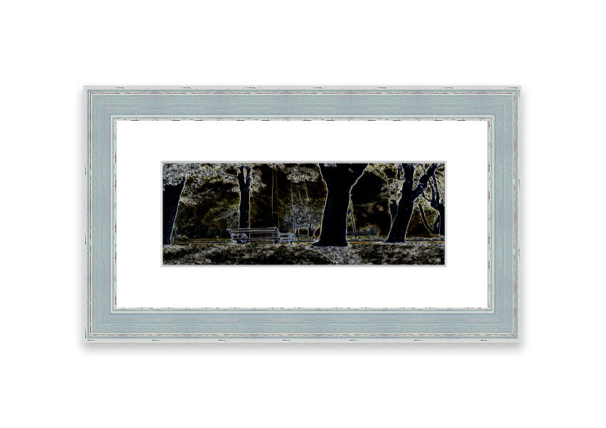 A vibrant framed print of Abstract Neon Landscape 01 featuring colorful abstract designs, ready to hang.