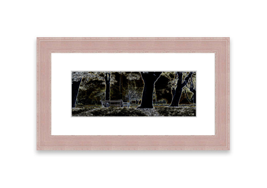 A vibrant framed print of Abstract Neon Landscape 01 featuring colorful abstract designs, ready to hang.