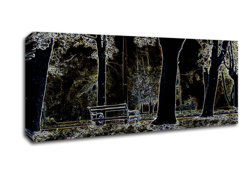 Abstract Neon Landscape 01 canvas art featuring vibrant neon colors on a coated polyester canvas, mounted on a 44mm box frame.