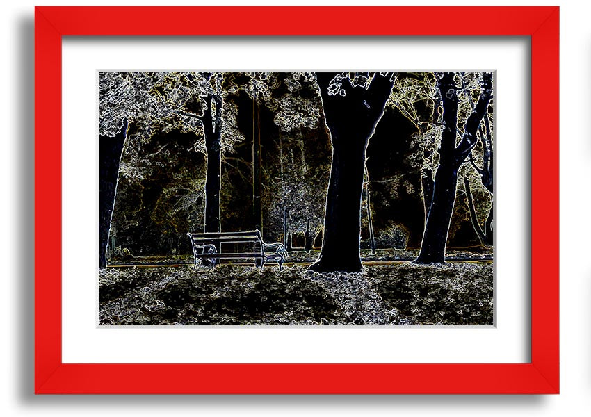 A vibrant framed print of Abstract Neon Landscape 01 featuring bright neon colors and an abstract design, ready to hang.