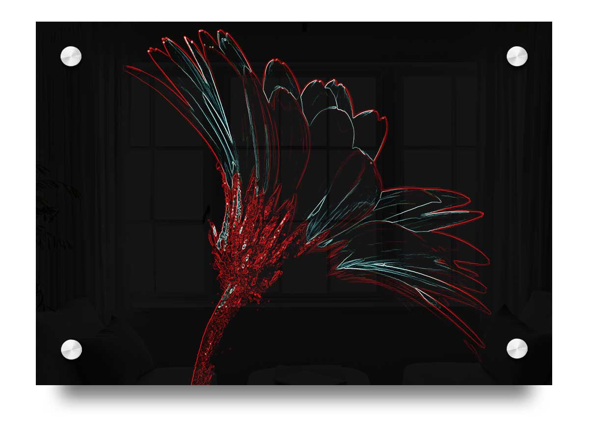 Abstract Neon Landscape 03 acrylic print featuring vibrant neon colors on 5mm thick acrylic glass, ready to hang.