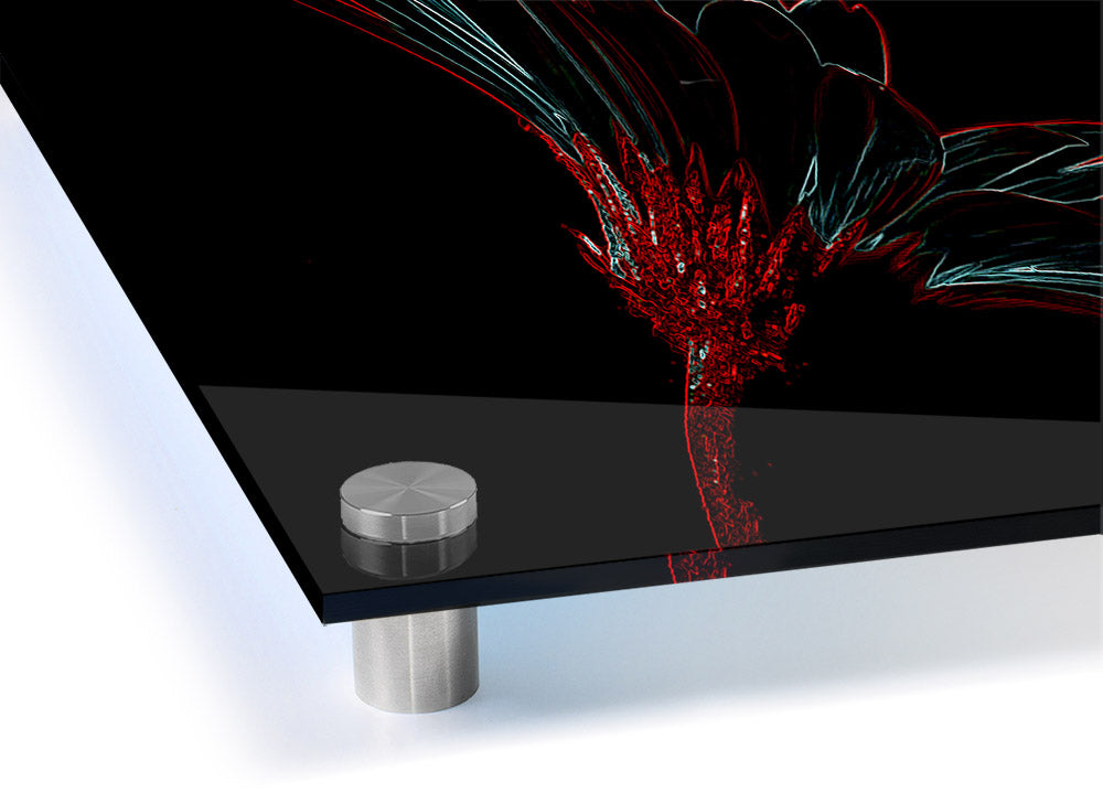 Abstract Neon Landscape 03 acrylic print featuring vibrant neon colors on 5mm thick acrylic glass, ready to hang.