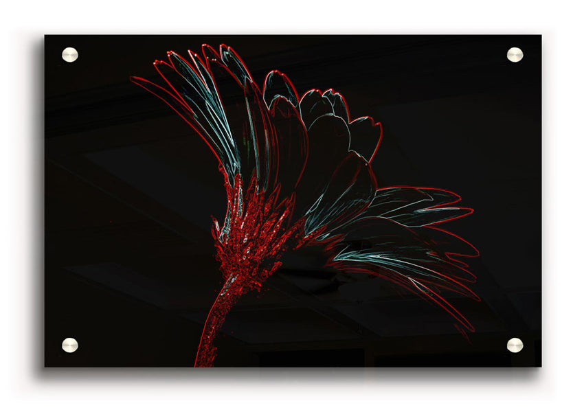 Abstract Neon Landscape 03 acrylic print featuring vibrant neon colors on 5mm thick acrylic glass, ready to hang.