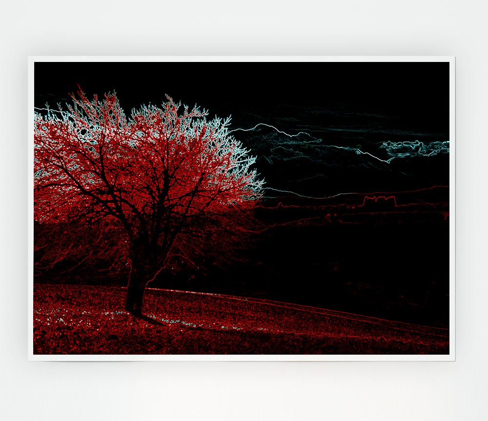 Abstract Neon Landscape 04 poster featuring vibrant neon colors on high-quality canvas.