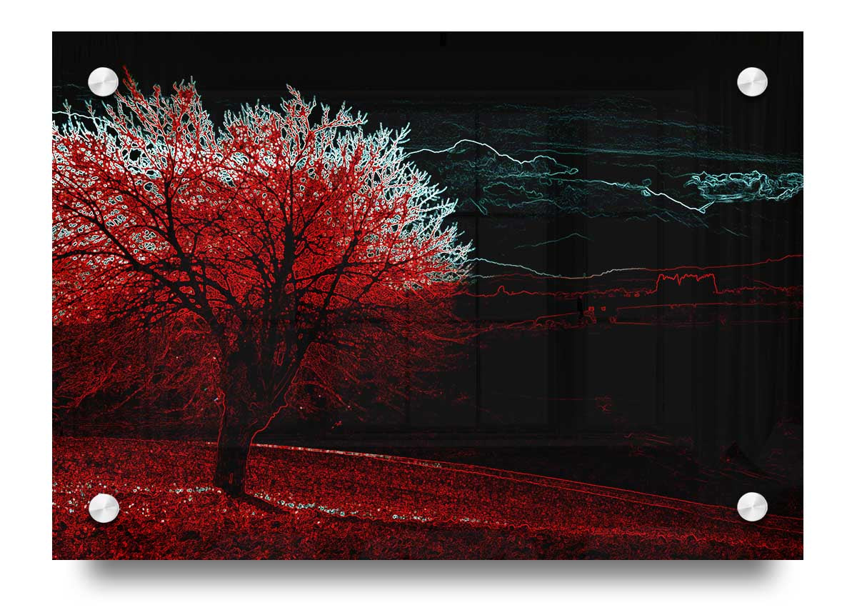 Abstract Neon Landscape 04 acrylic print featuring vibrant neon colors on 5mm thick acrylic glass, ready to hang.