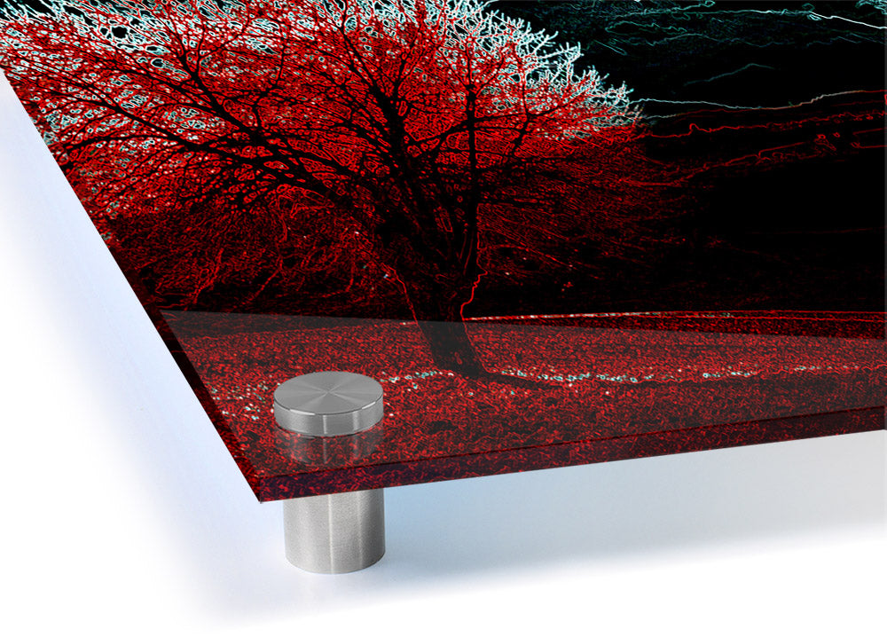 Abstract Neon Landscape 04 acrylic print featuring vibrant neon colors on 5mm thick acrylic glass, ready to hang.