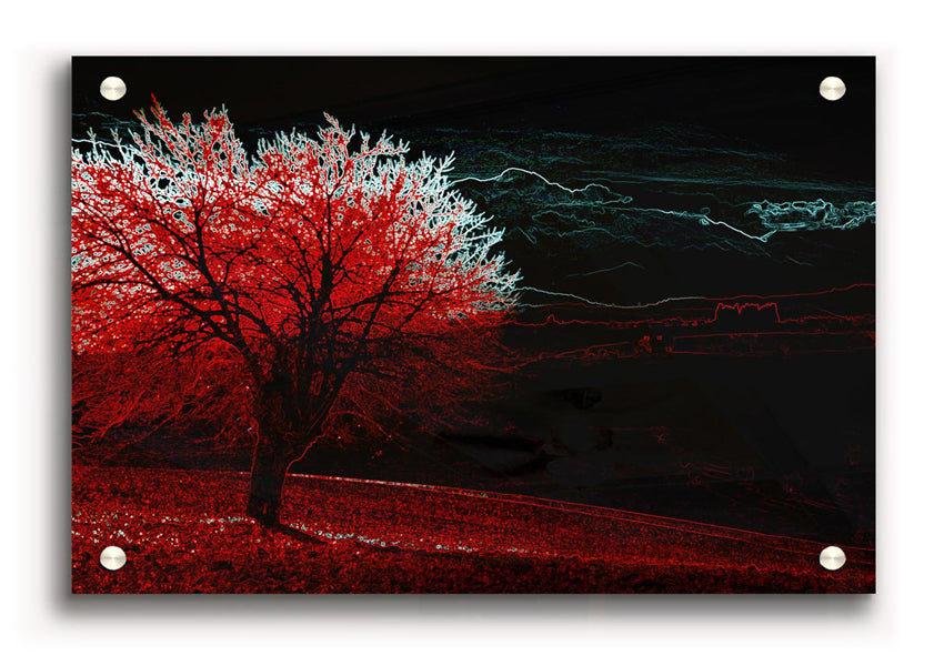 Abstract Neon Landscape 04 acrylic print featuring vibrant neon colors on 5mm thick acrylic glass, ready to hang.