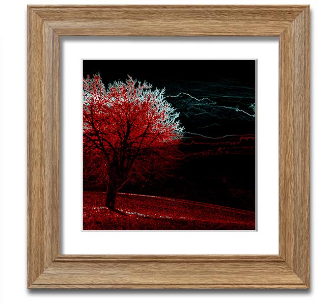 Abstract Neon Landscape 04 square framed print showcasing vibrant neon colors in an abstract design, ready to hang.