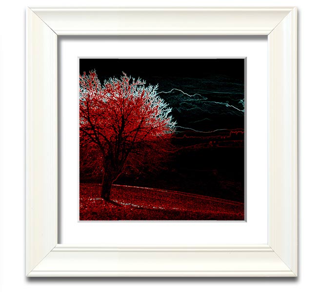 Abstract Neon Landscape 04 square framed print showcasing vibrant neon colors in an abstract design, ready to hang.