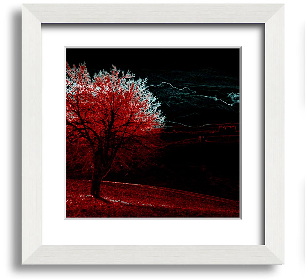 Abstract Neon Landscape 04 square framed print showcasing vibrant neon colors in an abstract design, ready to hang.