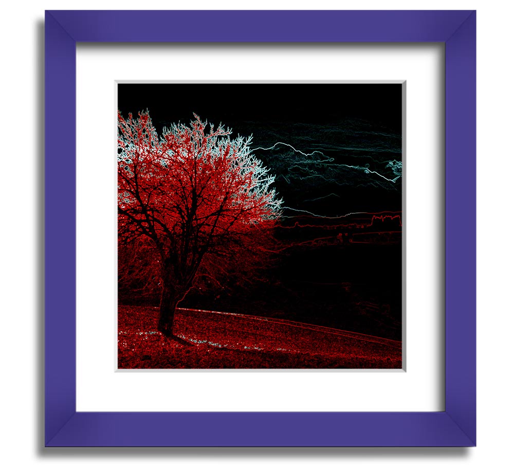 Abstract Neon Landscape 04 square framed print showcasing vibrant neon colors in an abstract design, ready to hang.