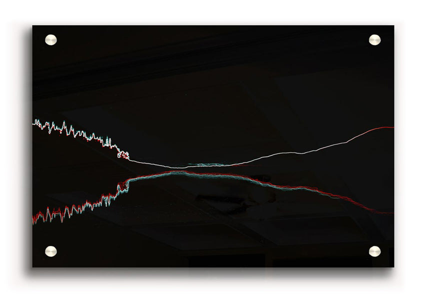 Abstract Neon Landscape 05 acrylic print showcasing vibrant neon colors on 5mm thick acrylic glass, ready to hang.