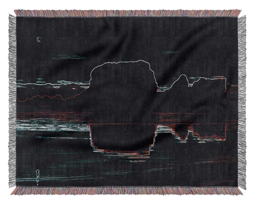 Abstract Neon Landscape 06 throw blanket made from 100% cotton, featuring vibrant colors and an intricate design, perfect for home decor.