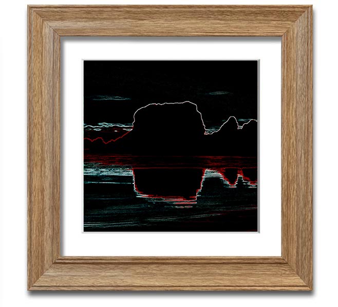 Abstract Neon Landscape 06 square framed print showcasing vibrant neon colors, handmade in the UK, ready to hang.