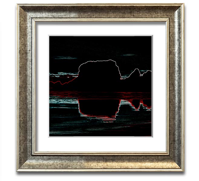 Abstract Neon Landscape 06 square framed print showcasing vibrant neon colors, handmade in the UK, ready to hang.