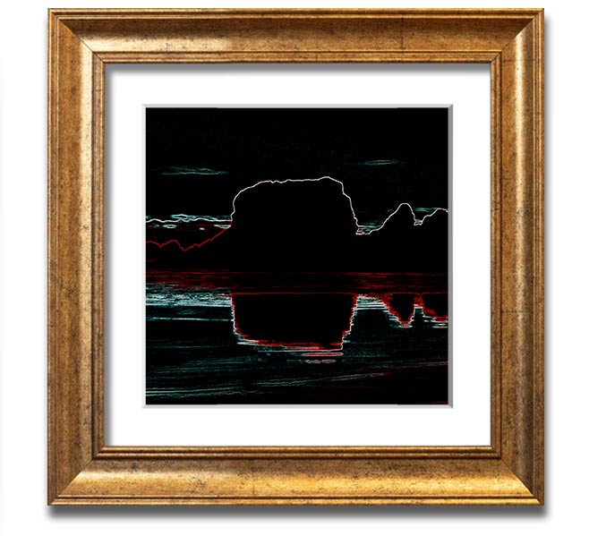 Abstract Neon Landscape 06 square framed print showcasing vibrant neon colors, handmade in the UK, ready to hang.