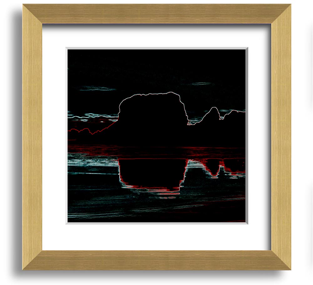 Abstract Neon Landscape 06 square framed print showcasing vibrant neon colors, handmade in the UK, ready to hang.