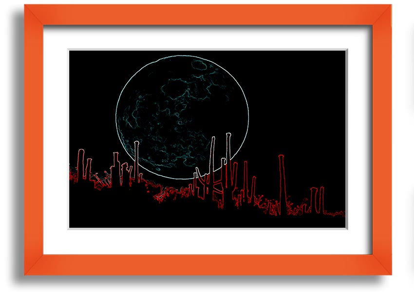 A vibrant framed print of Abstract Neon Landscape 07 featuring bright neon colors in an abstract design, ready to hang.