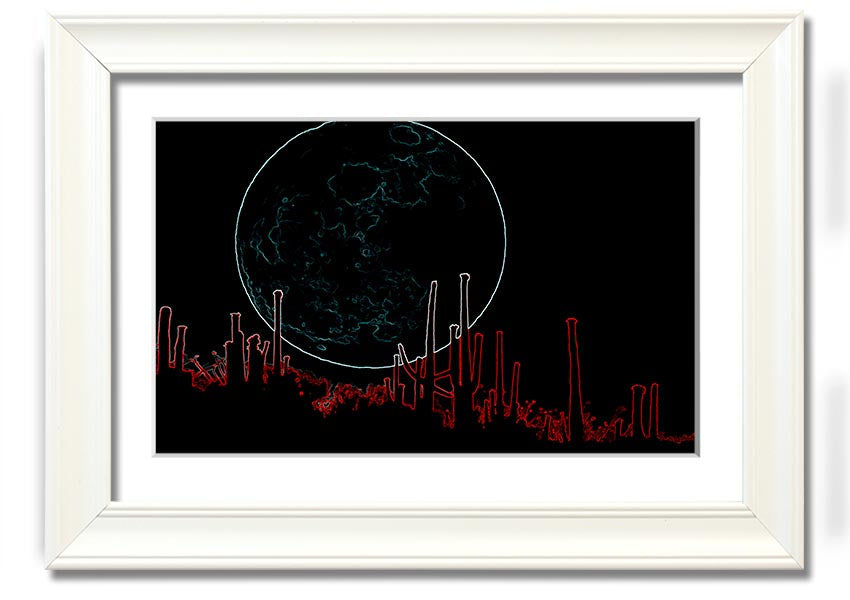 A vibrant framed print of Abstract Neon Landscape 07 featuring bright neon colors in an abstract design, ready to hang.