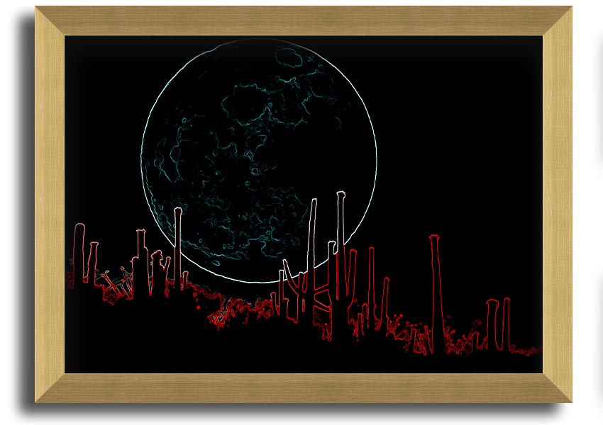 A vibrant framed print of Abstract Neon Landscape 07 featuring bright neon colors in an abstract design, ready to hang.