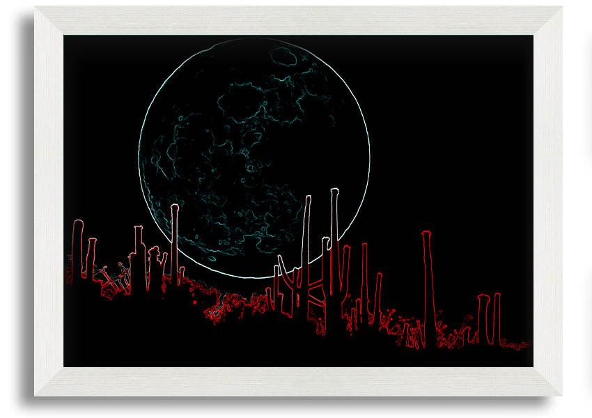 A vibrant framed print of Abstract Neon Landscape 07 featuring bright neon colors in an abstract design, ready to hang.