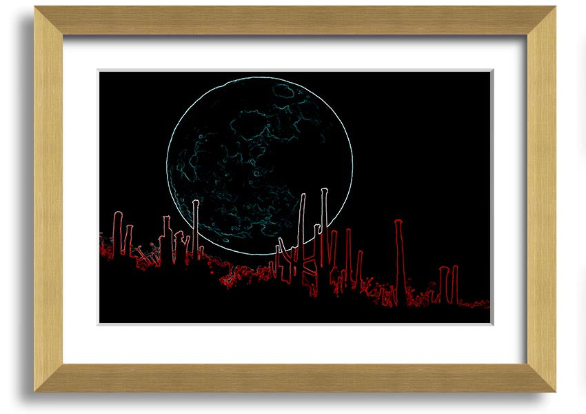 A vibrant framed print of Abstract Neon Landscape 07 featuring bright neon colors in an abstract design, ready to hang.