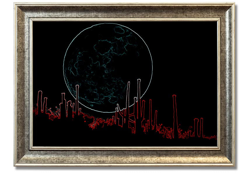 A vibrant framed print of Abstract Neon Landscape 07 featuring bright neon colors in an abstract design, ready to hang.