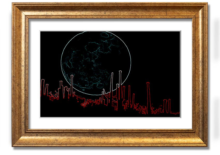 A vibrant framed print of Abstract Neon Landscape 07 featuring bright neon colors in an abstract design, ready to hang.