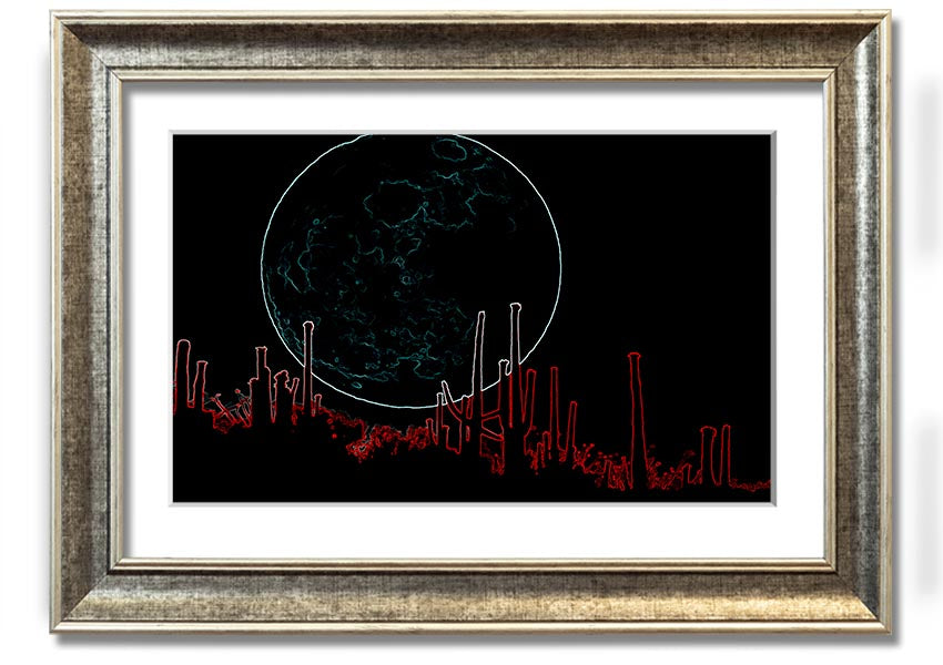 A vibrant framed print of Abstract Neon Landscape 07 featuring bright neon colors in an abstract design, ready to hang.