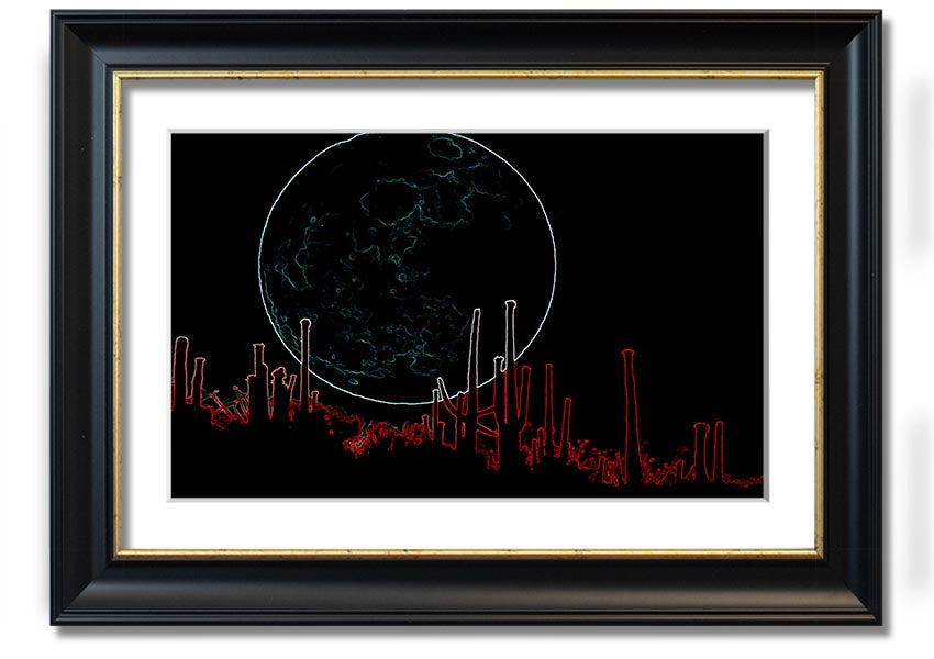 A vibrant framed print of Abstract Neon Landscape 07 featuring bright neon colors in an abstract design, ready to hang.