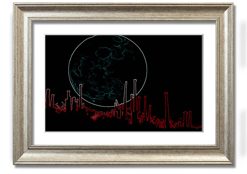 A vibrant framed print of Abstract Neon Landscape 07 featuring bright neon colors in an abstract design, ready to hang.