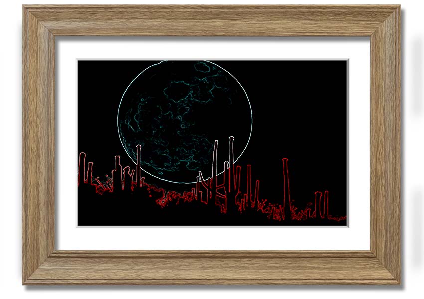 A vibrant framed print of Abstract Neon Landscape 07 featuring bright neon colors in an abstract design, ready to hang.