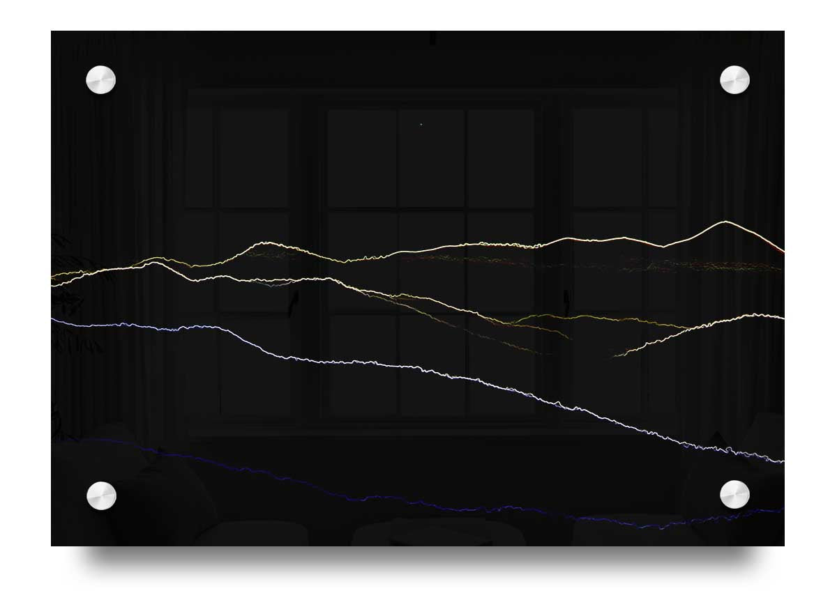 Abstract Neon Landscape 11 acrylic print featuring vibrant neon colors on 5mm thick acrylic glass, ready to hang.