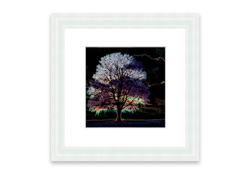 A vibrant framed print titled Abstract Neon Landscape 12 featuring colorful abstract neon designs, ready to hang on a wall.