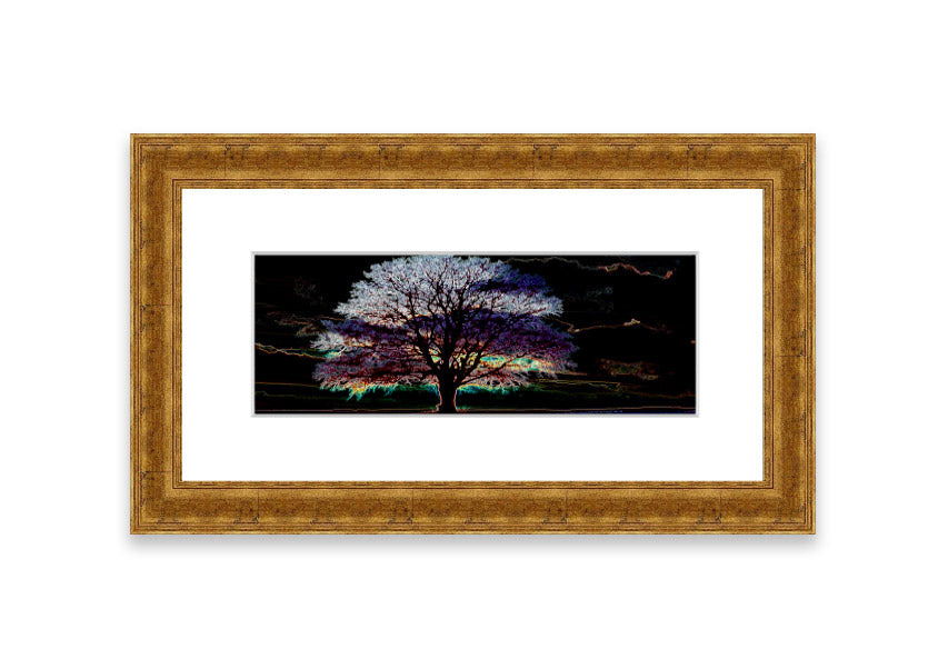 A vibrant framed print titled Abstract Neon Landscape 12 featuring colorful abstract neon designs, ready to hang on a wall.